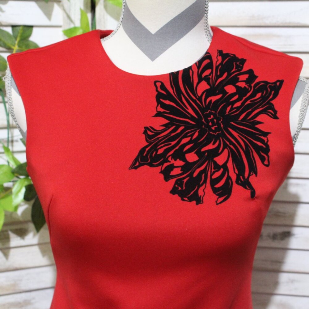 Calvin Klein sleeveless sheath dress with flowers velvet applique flowers (174) - Picture 4 of 16
